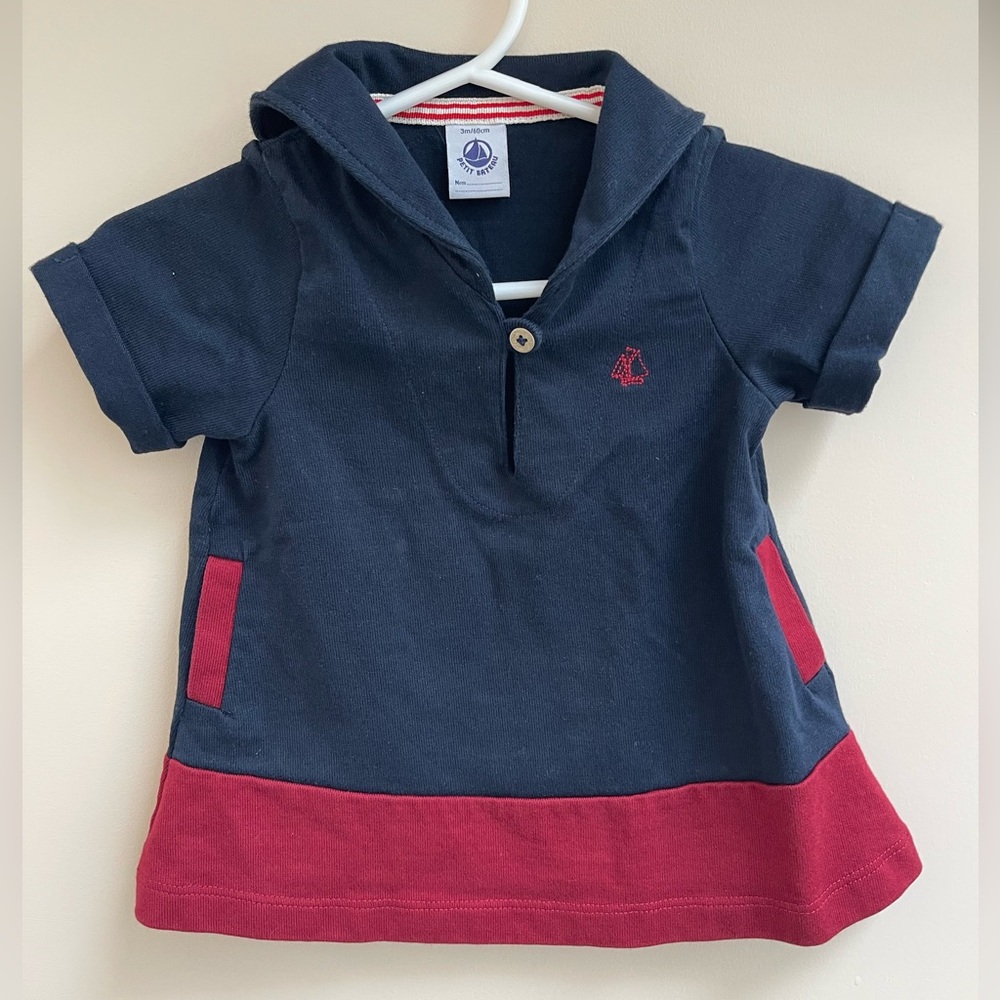 Petite Bateau Polo Dress for Newborn - 3 Mo